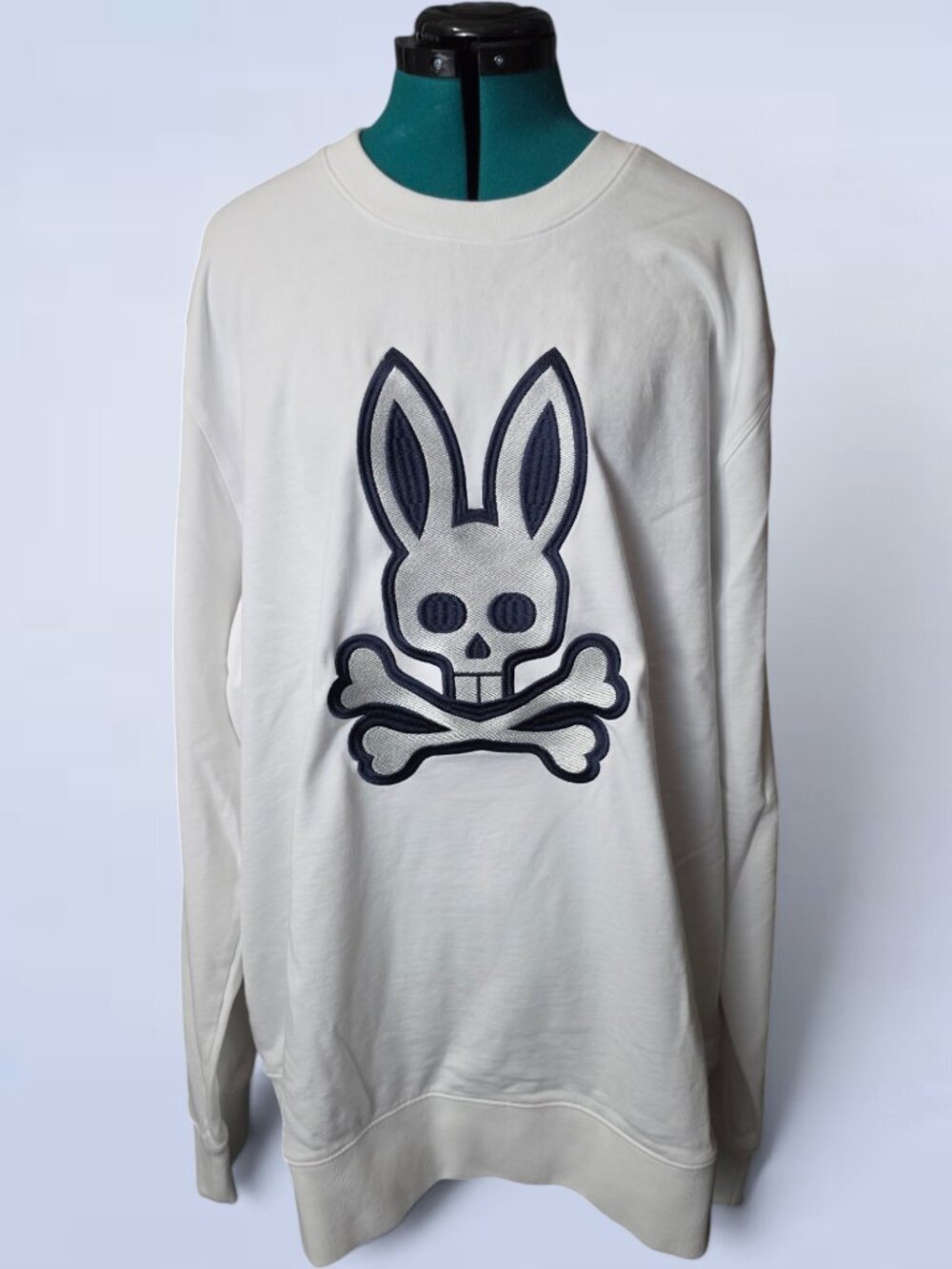 Psycho Bunny Mens White Cotton Crewneck Sweatshirt Big Logo Pullover - Size 3XL